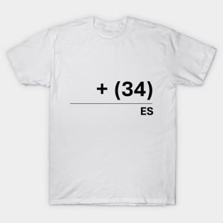 Spain's National Country Code +34 Visual Emblem T-Shirt